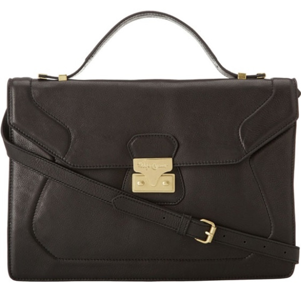 Foley & Corinna Black Leather Attache Crossbody